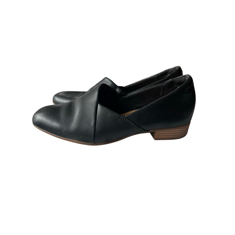 Clark’s black leather Juliet palm loafers size 7M